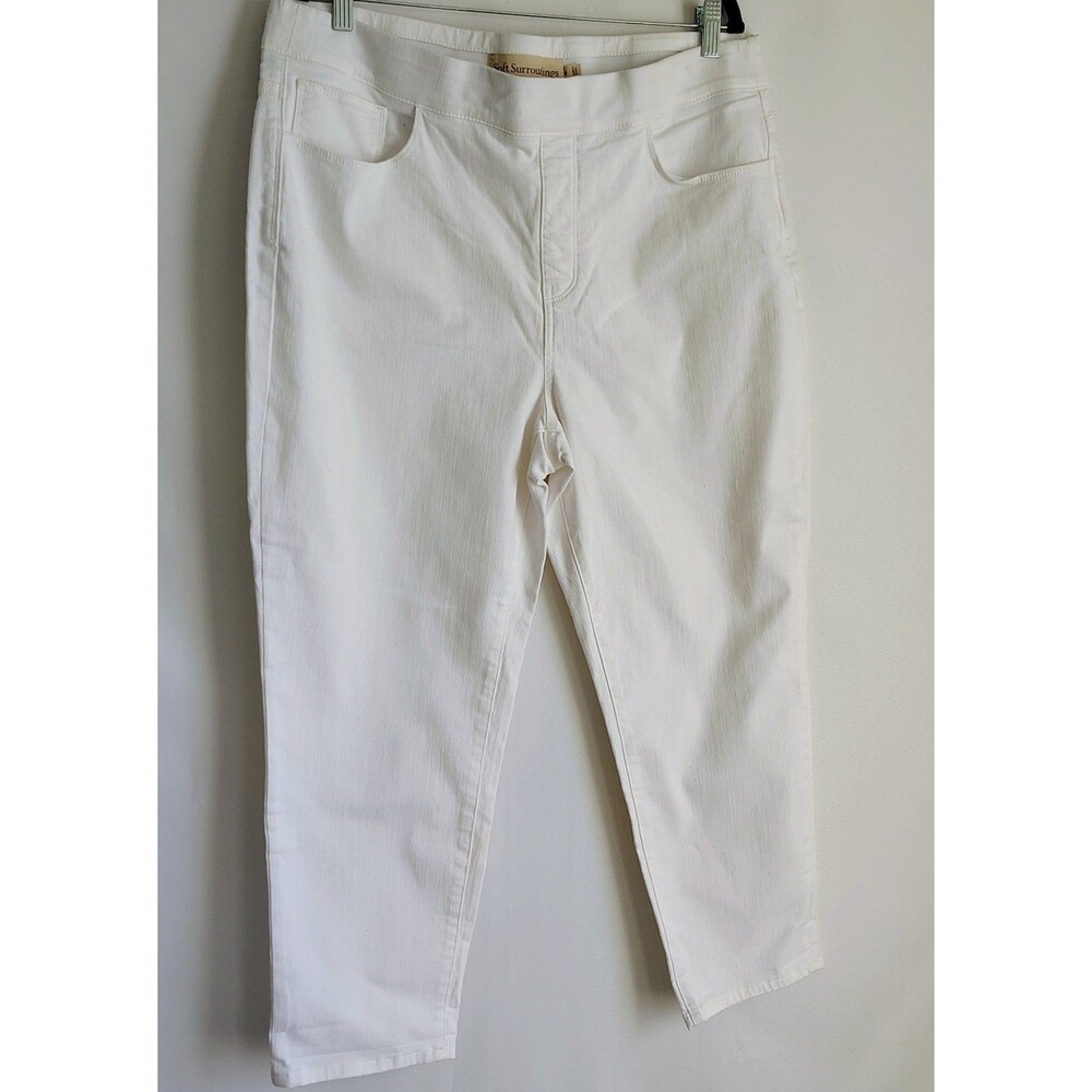 Soft Surroundings Jeans Women XL White Pull On Stretch Cotton Denim Pants